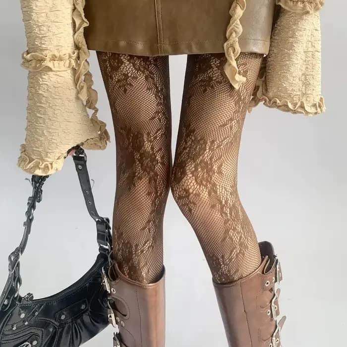 Chaussettes blanches femmes Sexy bas résille Femme été mince fleur maille collants élastique minceur taille haute évider