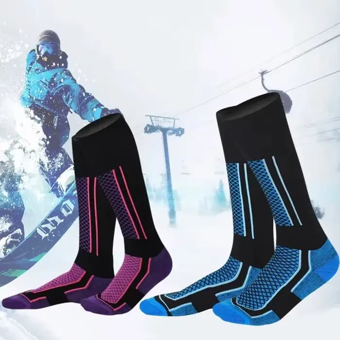 DIZETION 1 paire hiver chaud épaississement bas de Ski chaussettes de randonnée pour femmes hommes enfants en plein air Anti-froid haut bas de sport