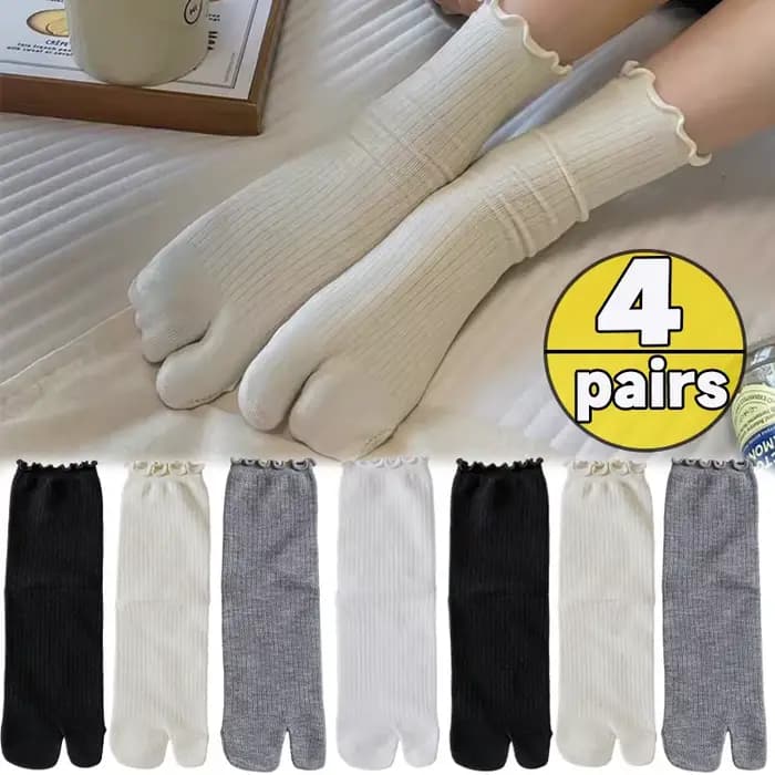 Chaussettes japonaises à volants en coton à bout fendu