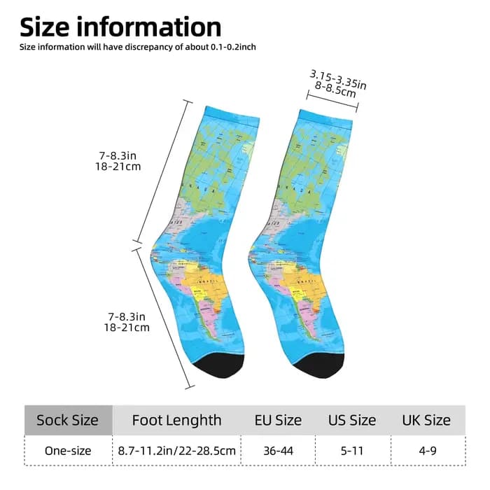 Chaussettes vintage avec carte du monde