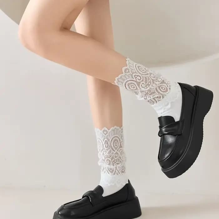 Chaussettes Sexy en dentelle florale pour femmes