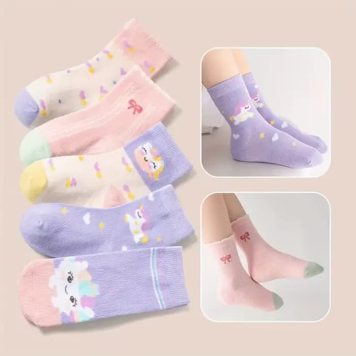 5/10 paires de chaussettes pour enfants à motif licorne de dessin animé