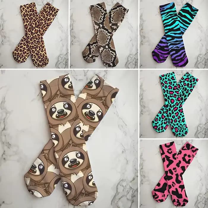 Chaussettes mi-longues à imprimé léopard pour femmes