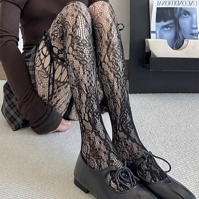 Collants en dentelle ajourés pour femmes