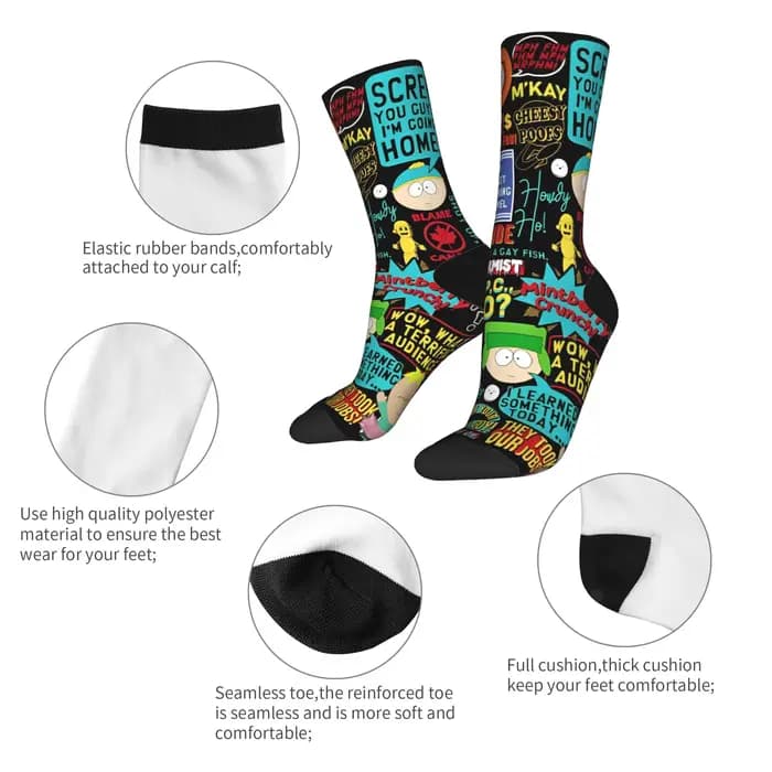 Souths Parks bas femmes hommes chaussettes confortables chaussettes drôles hiver course anti-dérapant motif chaussettes cadeau