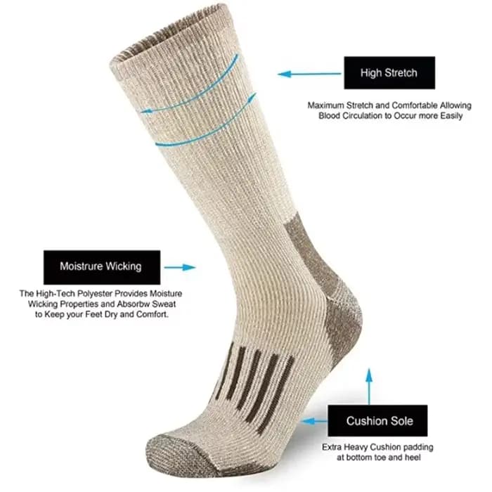 1 paire 80% laine chaussettes épaissir chaud randonnée coussin équipage