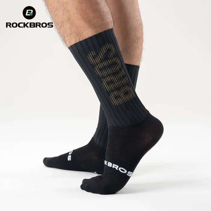 ROCKBROS chaussettes de Sport respirant amorti Absorption des chocs chaussettes de cyclisme vtt chaussettes de vélo de route chaussettes hautes élastiques pour hommes femmes