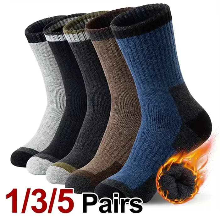 1/3/5 paires automne/hiver hommes chaussettes en laine épaisse confortable chaud cachemire en plein air course