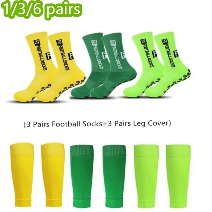 1/3/6 paires de chaussettes de sport de football FS antidérapantes