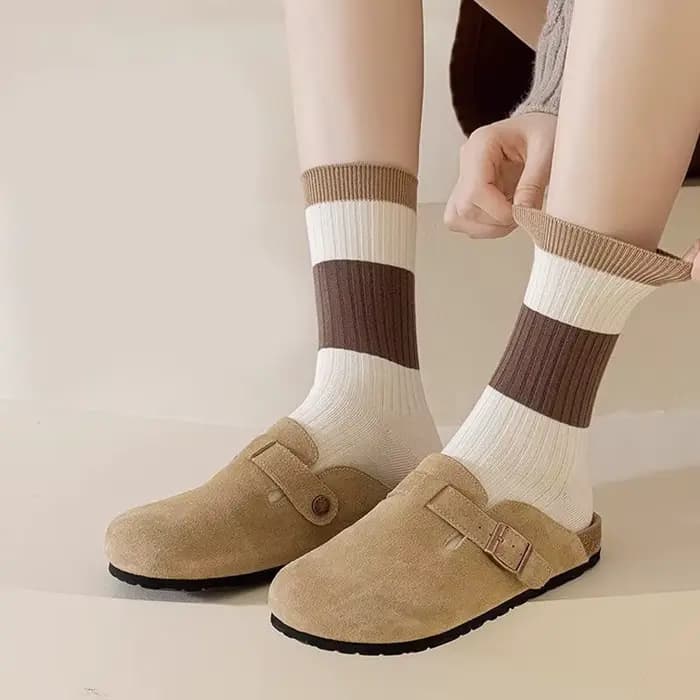 5 paires de chaussettes pour femmes, système de couleurs Maillard, chaussettes de sport Vintage amusantes à la mode, chaussettes tendance de sport, automne et hiver