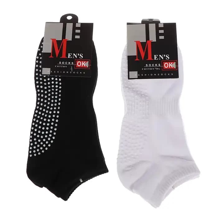 1 paire de chaussettes de Yoga antidérapantes en coton pour hommes avec poignées, chaussettes de sol respirantes et antidérapantes pour Pilates, gymnastique, Fitness, taille 39-44, livraison directe