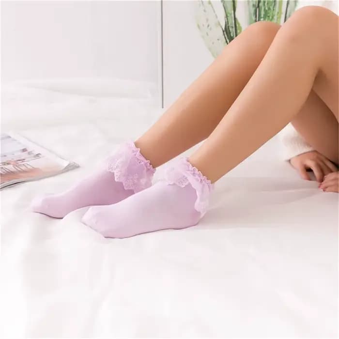 Chic mode femmes Vintage dentelle à volants froufrous chaussettes belle princesse Lolita Mori fille Style vente chaude livraison directe