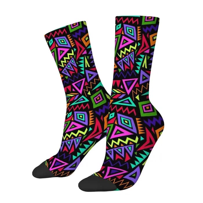 Chaussettes pour hommes à motifs géométriques colorés