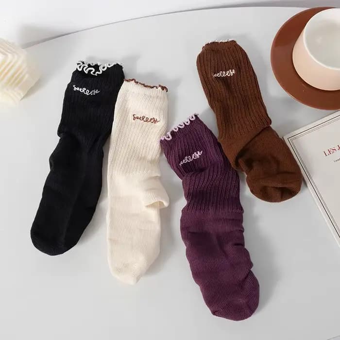 Chaussettes pour femmes printemps-été, fines et respirantes, mi-mollet, à motif vague, style jeune fille, absorbant la transpiration, vente en gros