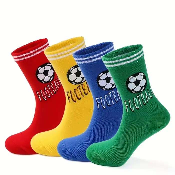 4 paires de chaussettes pour enfants avec motifs de lettres de football