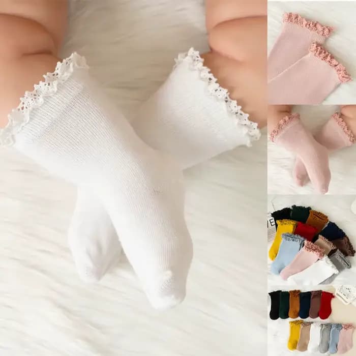 Chaussettes en coton à volants pour enfants