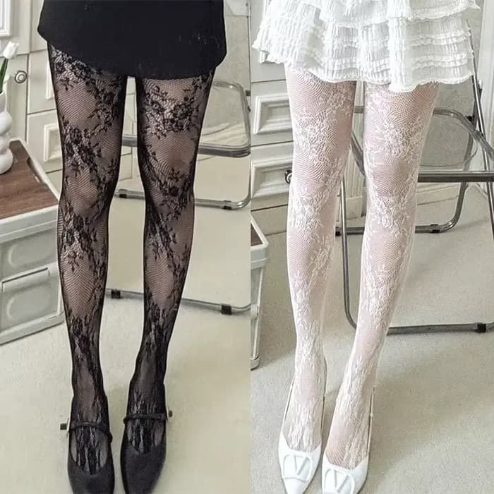 Lolita – collants floraux Style Punk pour filles