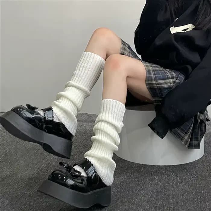 Chaussettes tricotées de couleur unie, chaussettes en laine, chaussettes japonaises JK, chaussettes mollet, chaussettes mi-tube, chauffe-jambes chauds pour automne et hiver