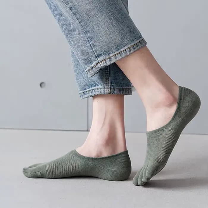 Chaussettes de sport invisibles à bouche peu profonde pour hommes, 5 doigts, coton, bateau absorbant la transpiration, mode respirante, Parker