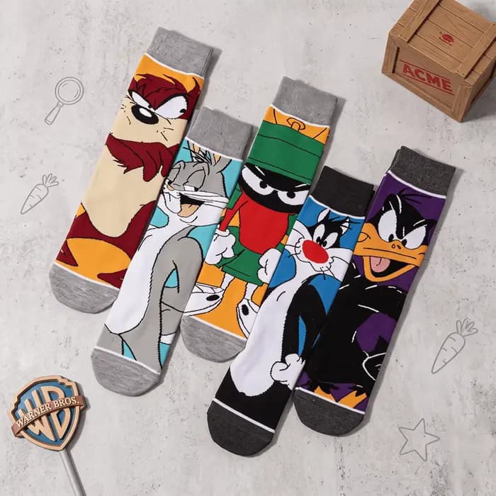 Chaussettes de sport décontractées classiques Bugs Bunny, Daffy Duck, Sylvester, personnages de dessins animés, chaussettes fantaisie personnalisées avec figurines d'anime