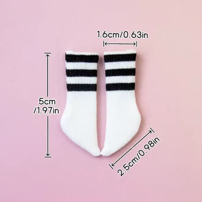 Chaussettes rayées pour poupée Blythe BJD, noires, à la mode, Kawaii, athlétiques, douces, accessoires de vêtements miniatures pour Licca Azone OB24 YMY