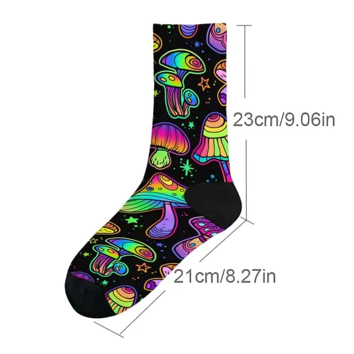 Chaussettes pour hommes à motif champignon dégradé néon