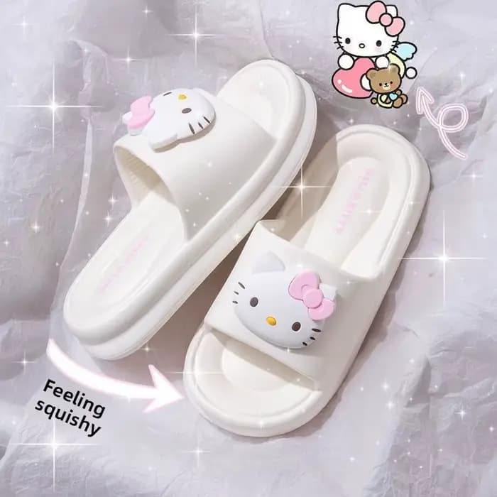 Pantoufles douces antidérapantes Hello Kitty, personnage de dessin animé mignon, design adorable et doux, pantoufles d'intérieur anti-odeur, cadeau festif, vente en gros