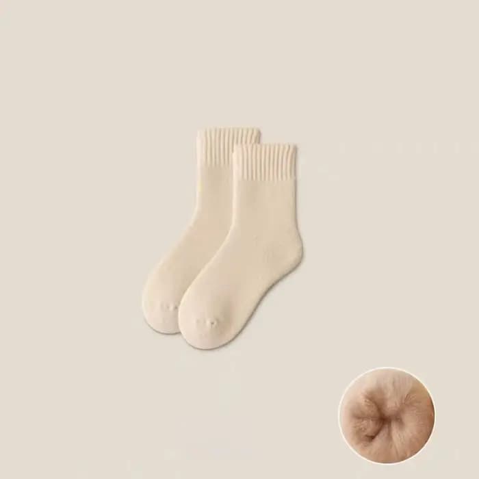 Chaussettes confortables pour femmes, couleur unie, style Harajuku japonais, chaussettes douces pour l'intérieur, chaussettes mi-tube chaudes et épaisses en polaire pour l'hiver, pour filles