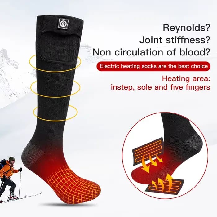 Snow Deer hiver chaussette chauffante bas thermiques femme hommes Ski Camping chaussettes chaudes sport batterie Rechargeable chauffe-pieds