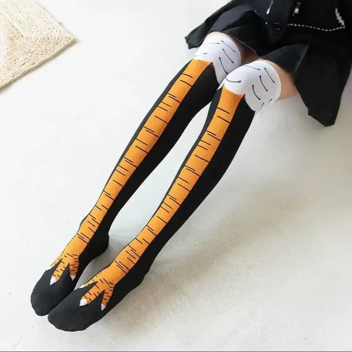 Hommes femmes drôle 3D poulet chaussettes imprimer dessin animé Cosplay haute flexibilité cuisse
