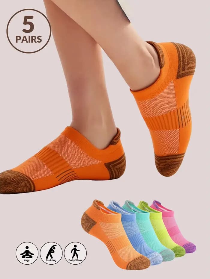 5/10 paires femmes chaussettes de course basket-ball respirant anti-dérapant Sport bateau