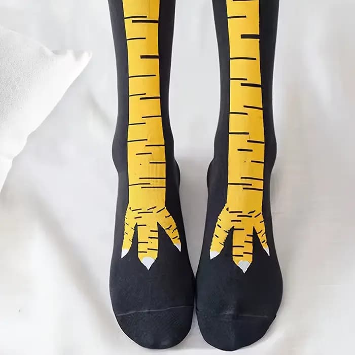 1/2/5/10 paires femmes genou chaussettes hautes à la mode dessin animé drôle poulet griffe