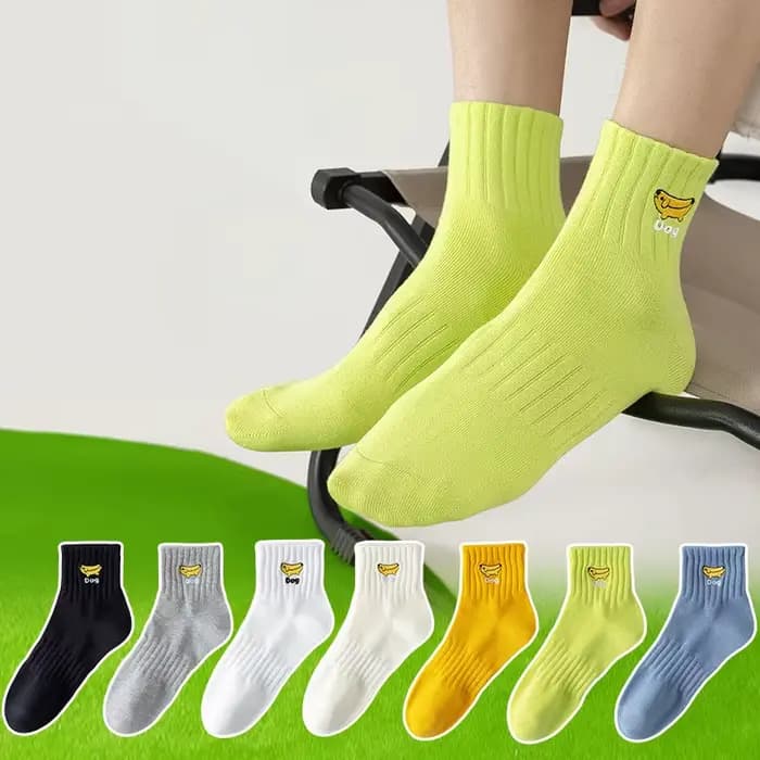 Chaussettes pour hommes chien broderie japonais Kawaii dessin animé mignon