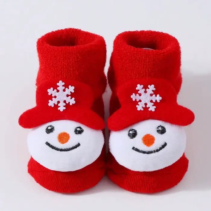 Chaussettes pour enfants pour filles et garçons, antidérapantes, en coton imprimé, chaussettes de noël pour nouveau-nés, vêtements courts pour nourrissons