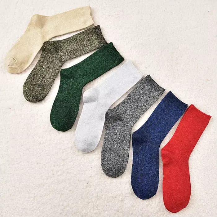 Chaussettes colorées de Style japonais, fil métallique, paillettes scintillantes, chaussettes en perles brillantes, noir, gris, bleu, mignon, cadeau Kawaii de styliste