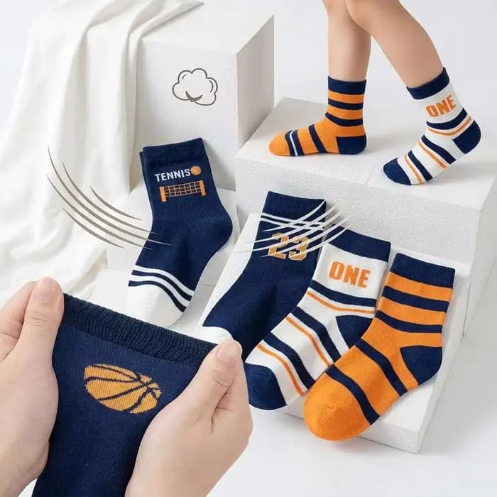 5 paires de chaussettes en coton pour garçons – Design sportif, chaussettes douces et confortables pour toutes les saisons