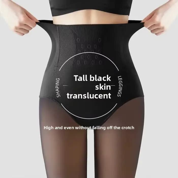Leggings longs doublés de polaire pour femmes, collants thermiques d'automne et d'hiver, effet Transparent, hôtesse de l'air, fausse peau grise