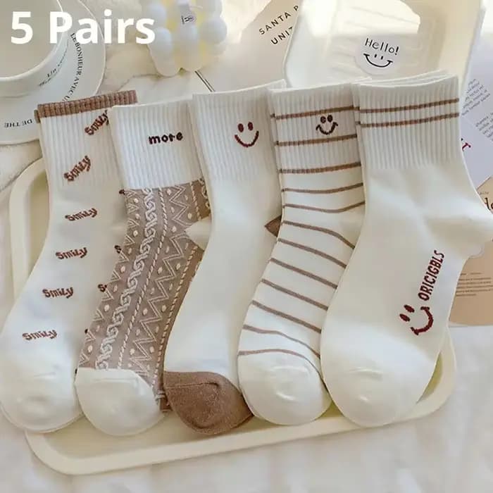 Chaussettes mi-tube à col rond pour femmes