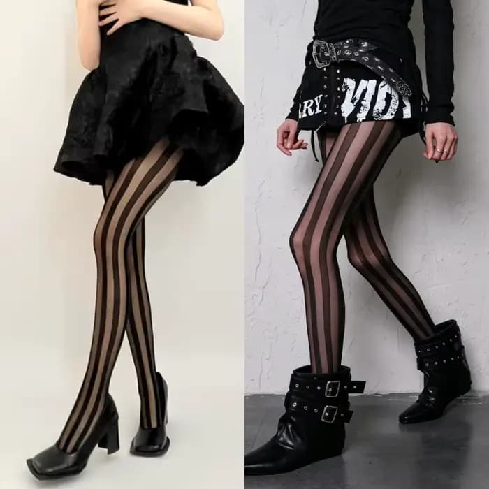 2 paires de collants rayés pour femmes