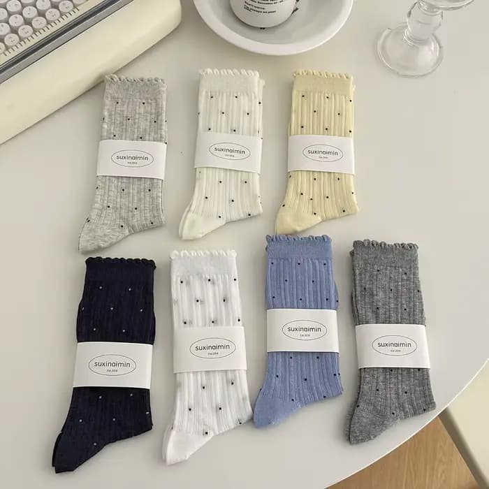 Chaussettes d'été fines à pois pour femmes