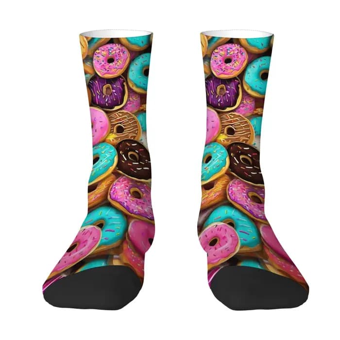 Chaussettes amusantes pour hommes en forme de donut