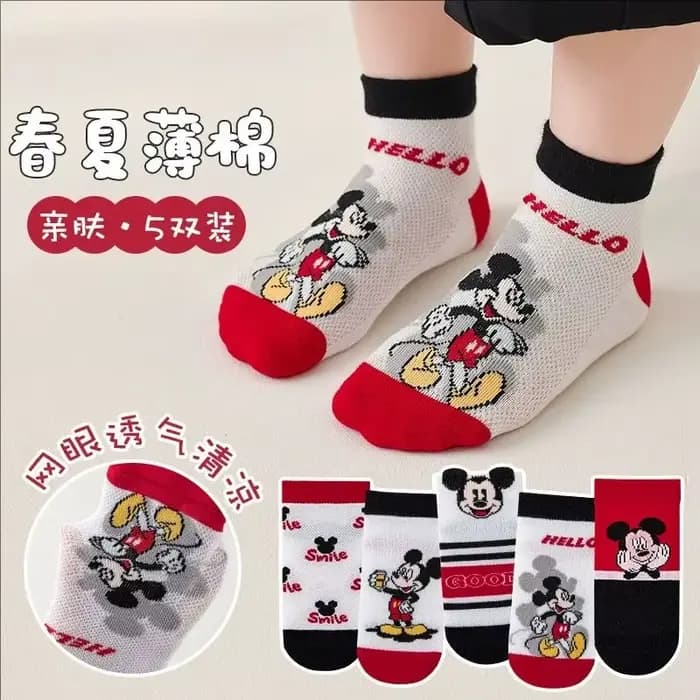 5 paires Mickey enfants chaussette été maille respirant garçon chaussettes courtes drôle enfant dessin animé