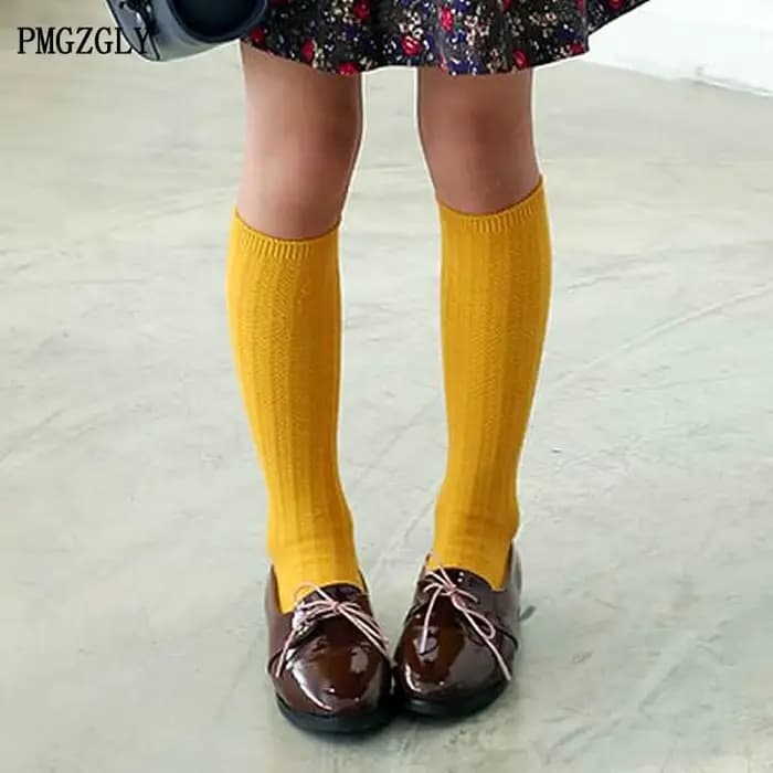 Chaussettes blanches hautes pour garçons et filles, chaussettes pour bébés, hauteur des genoux