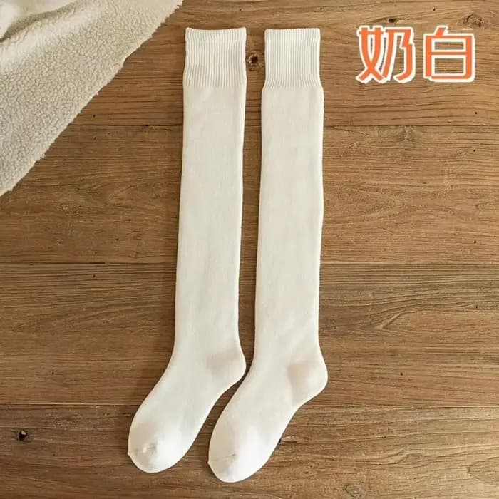 Chaussettes hautes en cachemire pour femmes, doublure pelucheuse, bonneterie d'hiver confortable, couvre-jambes, chaussettes au-dessus du genou, bas chauds et épais, best-seller