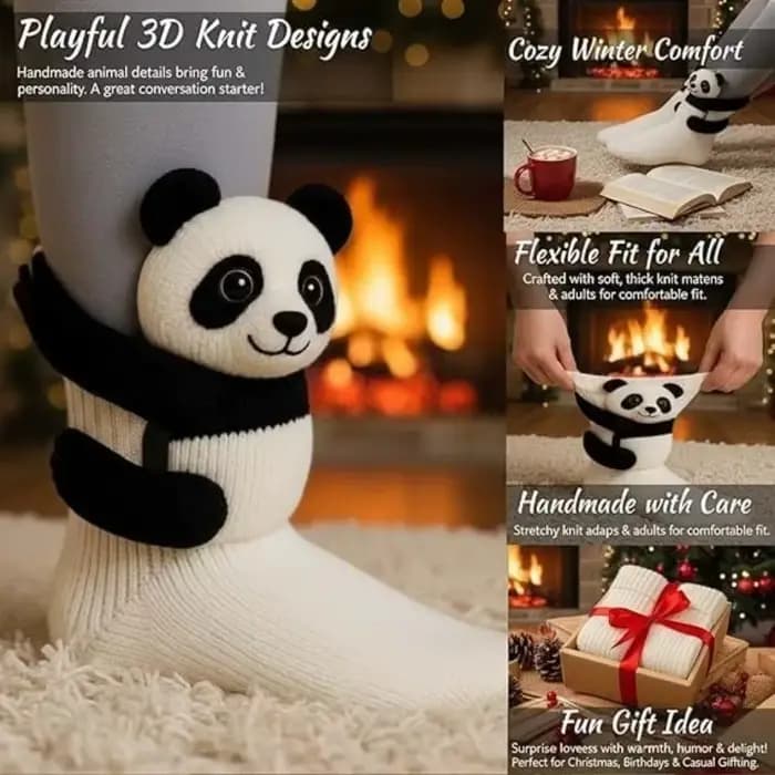 Chaussettes de sol en forme d'animal mignon tricoté en 3D