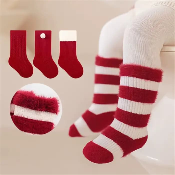 Chaussettes rouges épaisses d'hiver pour bébé