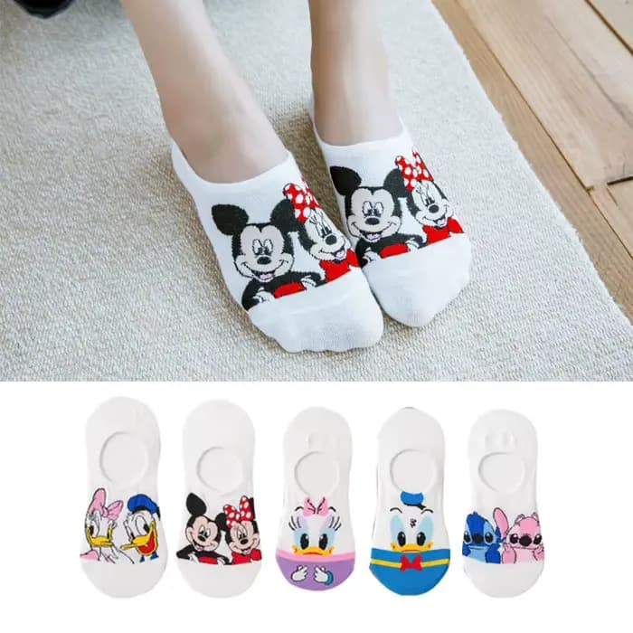 3/5 paires Disney été décontracté mignon femmes chaussettes animal dessin animé souris canard