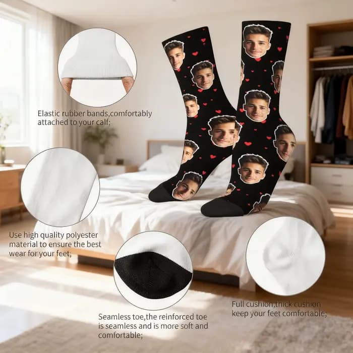 Chaussettes personnalisées en forme de visage Chaussettes personnalisées unisexes Chaussettes photo personnalisées Chaussettes photo Chaussettes personnalisées comme cadeaux