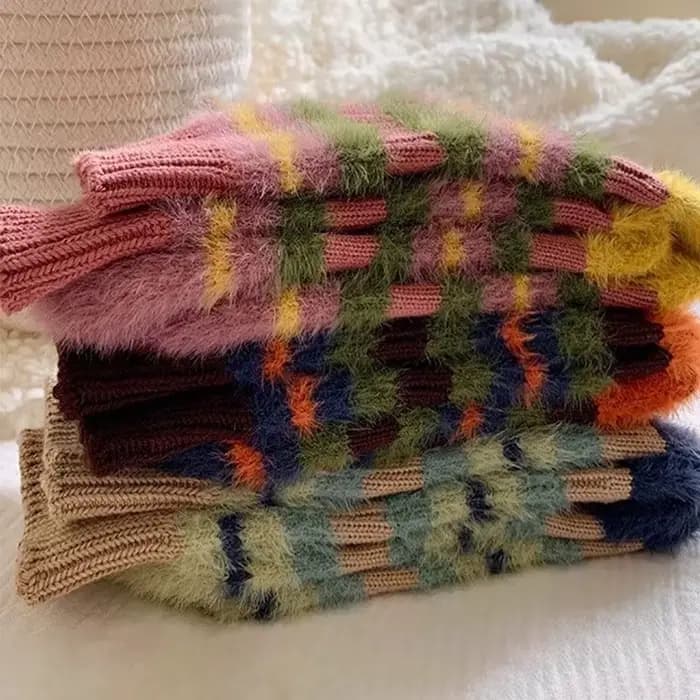 Chaussettes à rayures colorées pour femmes