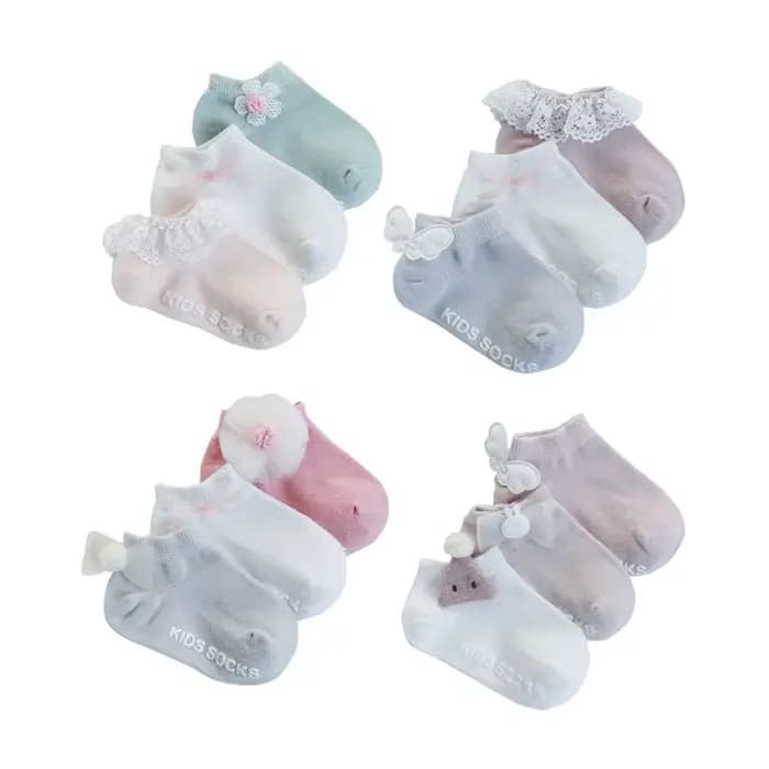 3 paires/ensemble chaussettes pour bébé enfants coton doux respirant enfant en bas âge